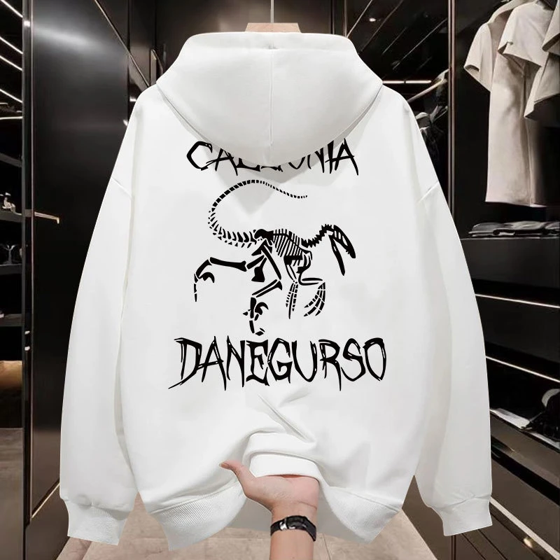 国潮牌卫衣男2025新款春秋宽松连帽休闲秋冬加绒美式痞帅外套男款