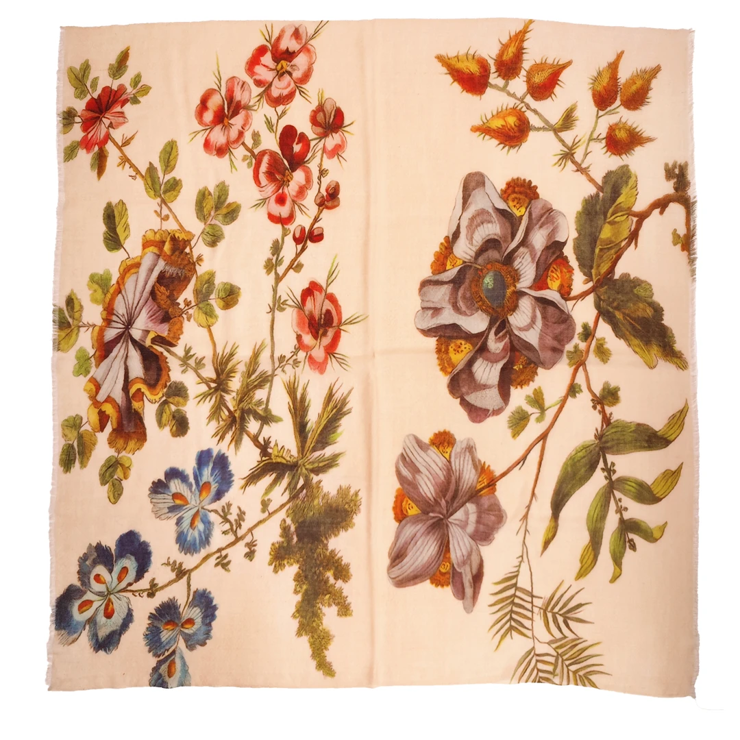 【兰亭序】羊绒方巾印花围巾四季款90*90