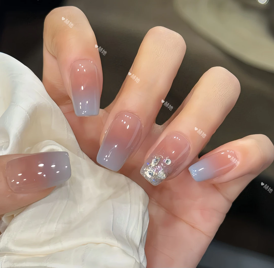 【空谷幽兰】雾蓝色夏季简约ins清冷温柔高级氛围感  纯手工穿戴甲