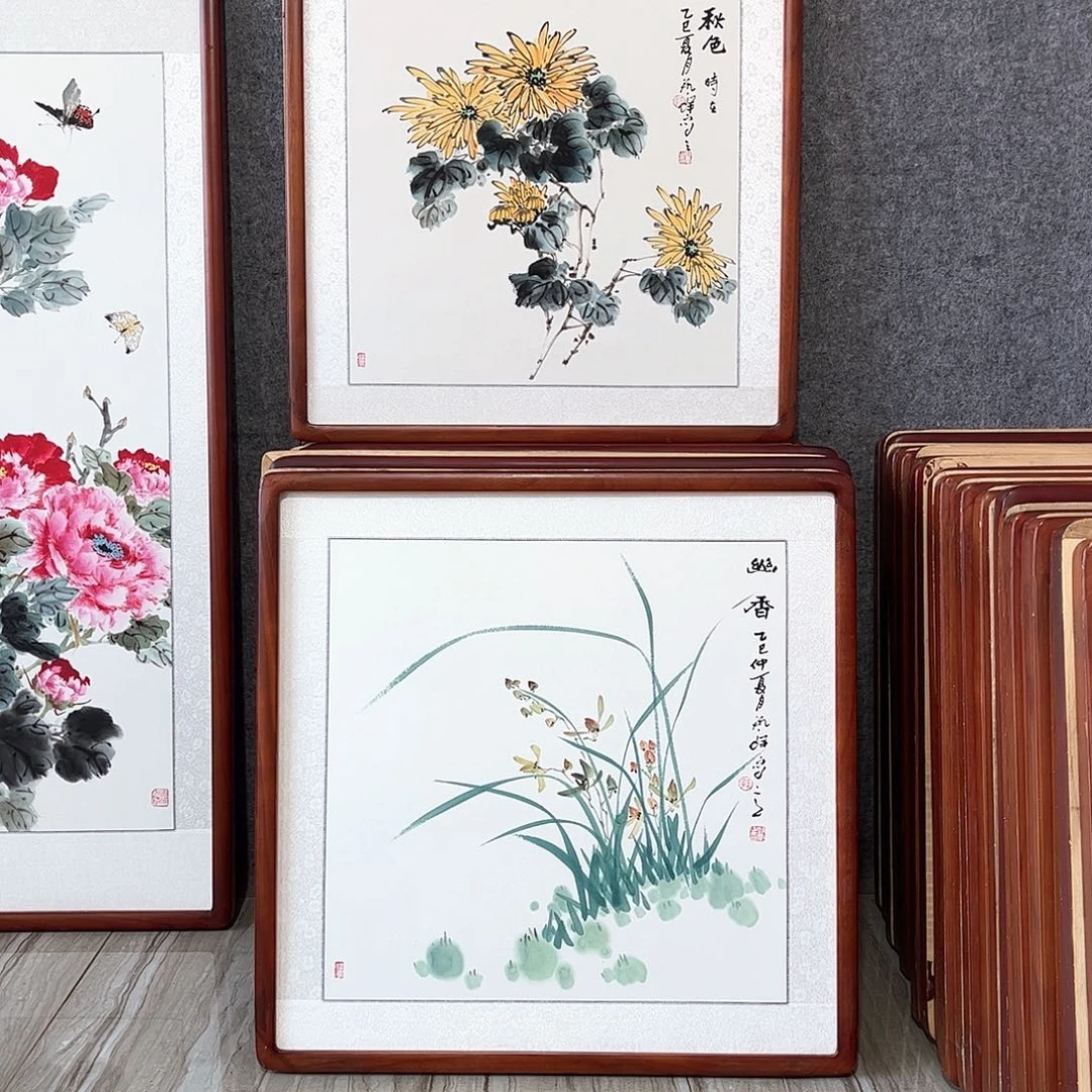 国画书画作品带框63×63