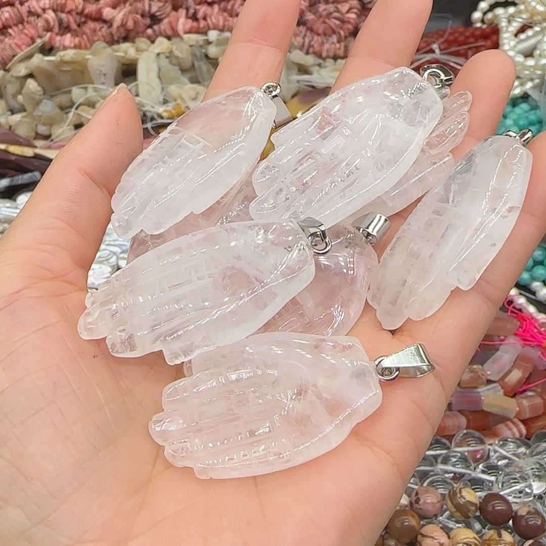 玛瑙/玉髓合金珠宝半成品白水晶佛手一个