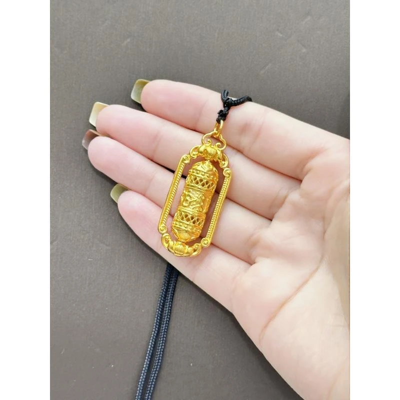 吊坠足银 足银镀金【转动天珠吊坠】气质镂空百搭小众灵动精致