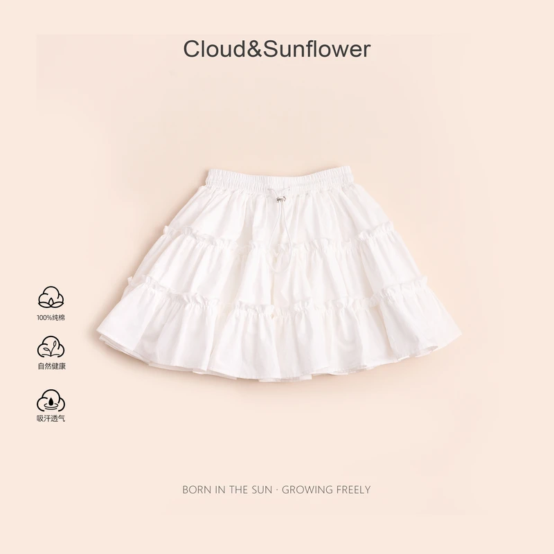 【云朵小葵】女童夏季绵绵抽绳纯棉百搭半身裙991019（内有安全裤）