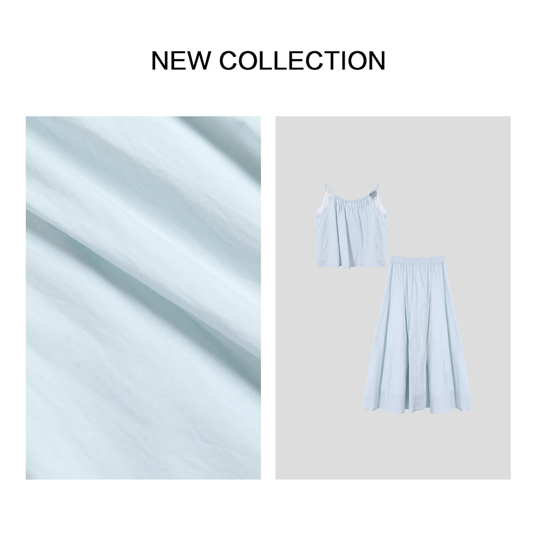 【小依专享】D3F38001A气质吊带显瘦上衣+夏季休闲长裙套装-8001