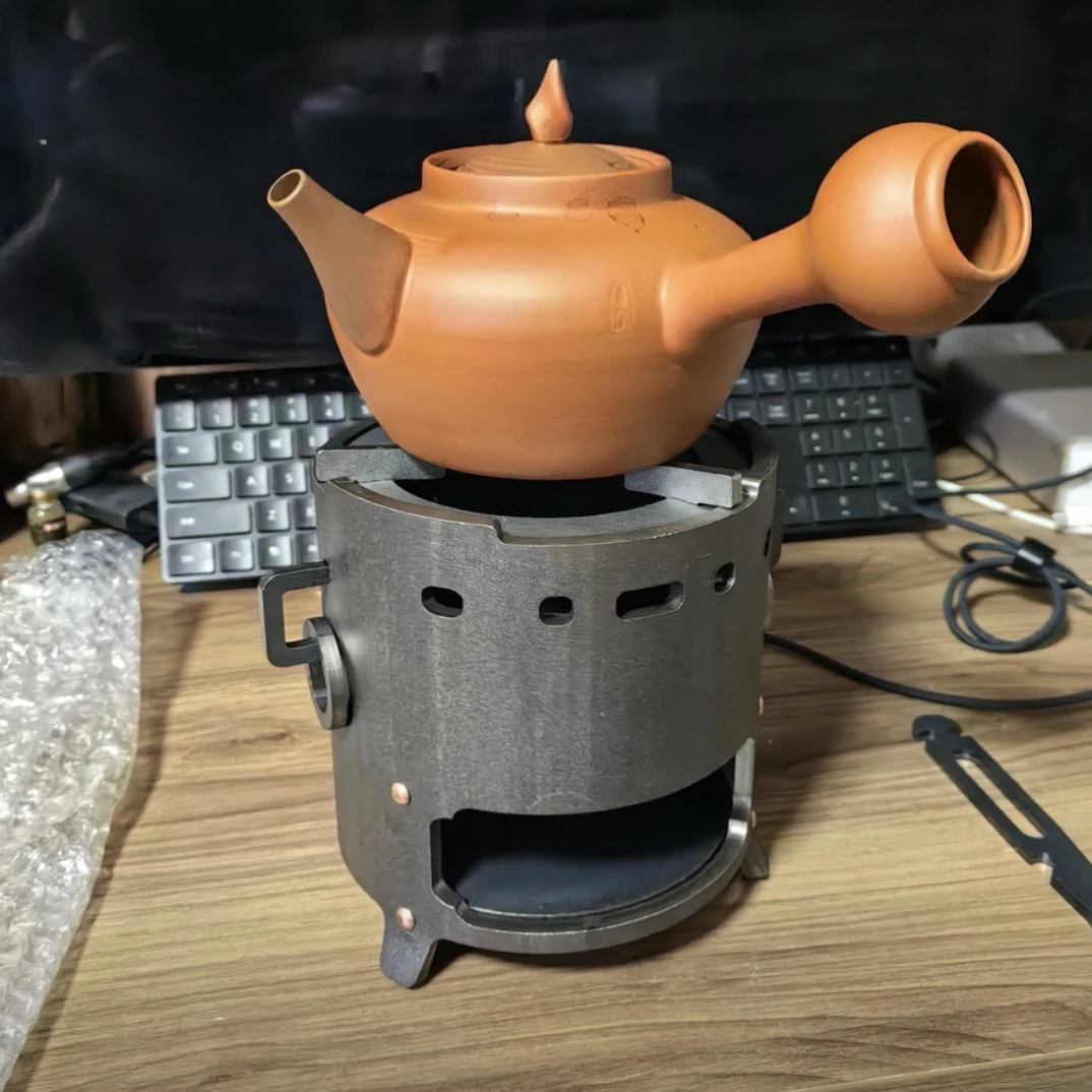 复古中式炭火煮茶炉与配套茶壶酒精炉