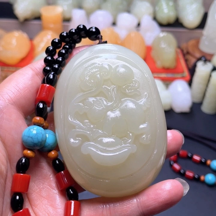 石材方解石手把件