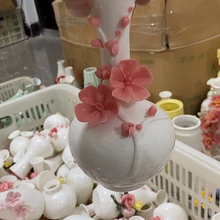 瓷片纯手工陶瓷花摆件1瑕