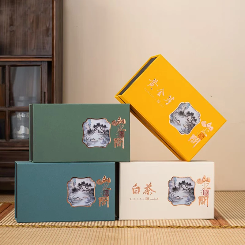 山水间双罐-白茶-黄金芽-茶叶罐包装礼盒黄金芽礼品盒礼品盒