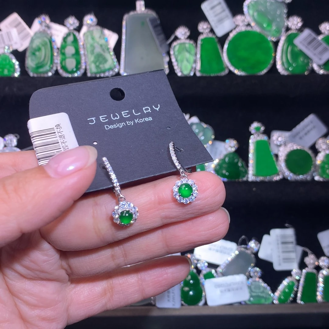 【闪购商品】银S925镶嵌翡翠耳饰