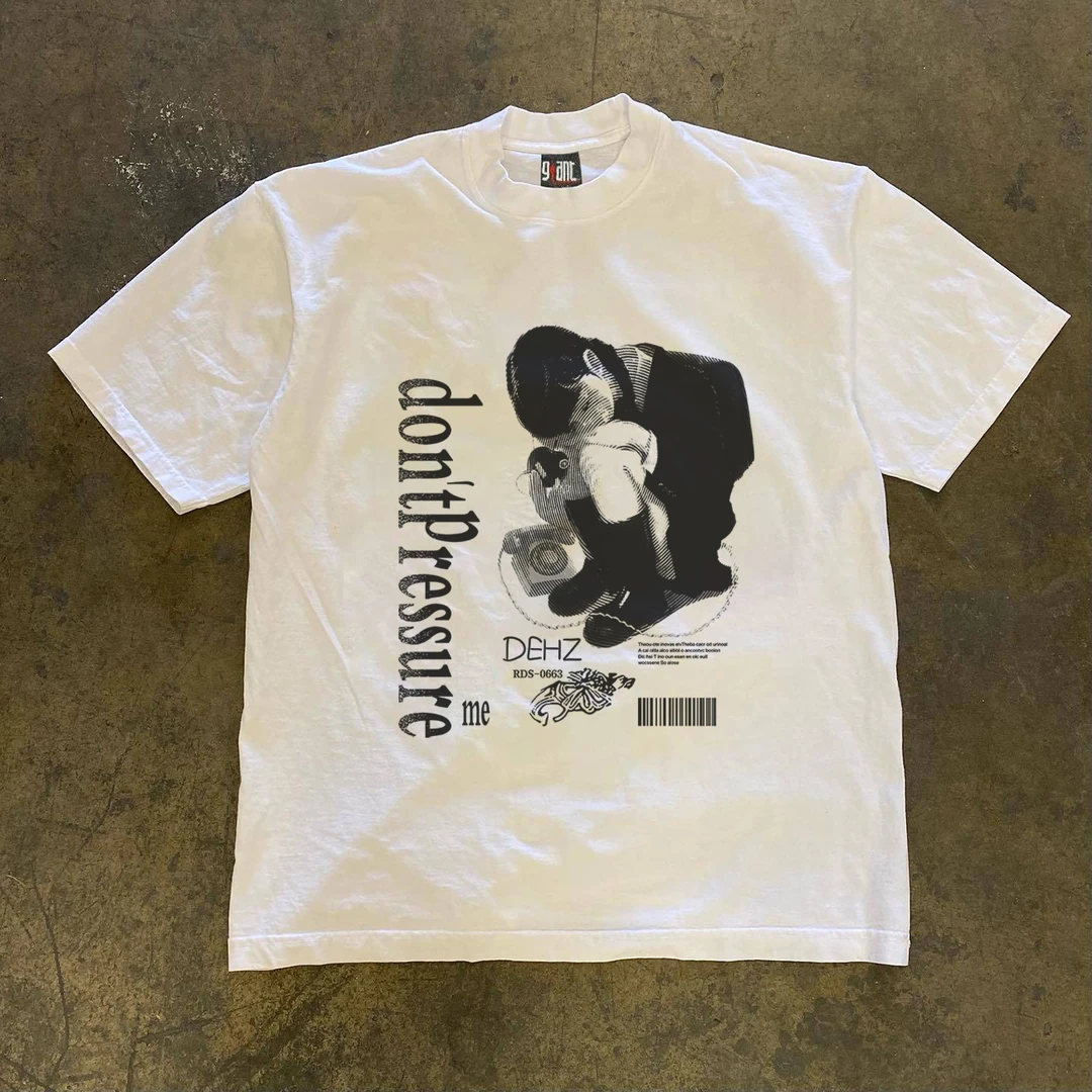 100%纯棉320克重磅男士运动休闲情侣印花圆领时尚小众短袖夏季ins