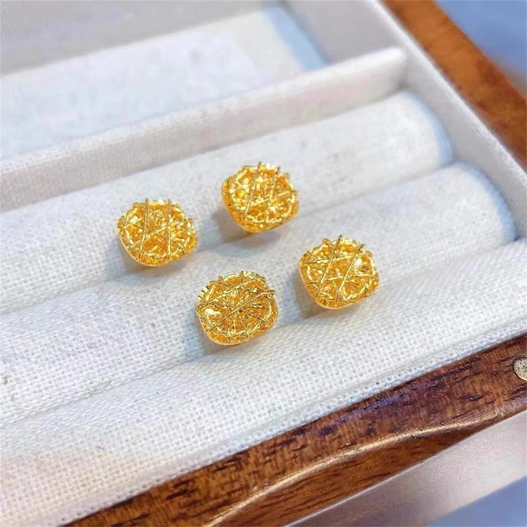 铜合金耳饰 铜合金古法拉丝小方糖耳钉方形耳饰