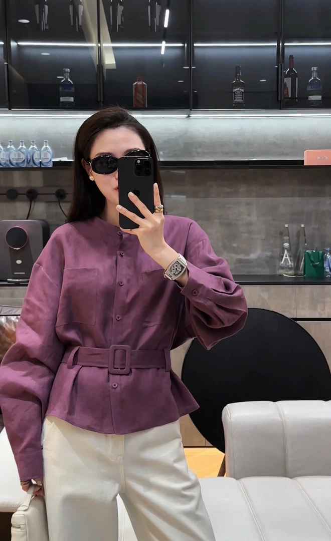 【米卡私服】精致紫韵亚麻上衣
