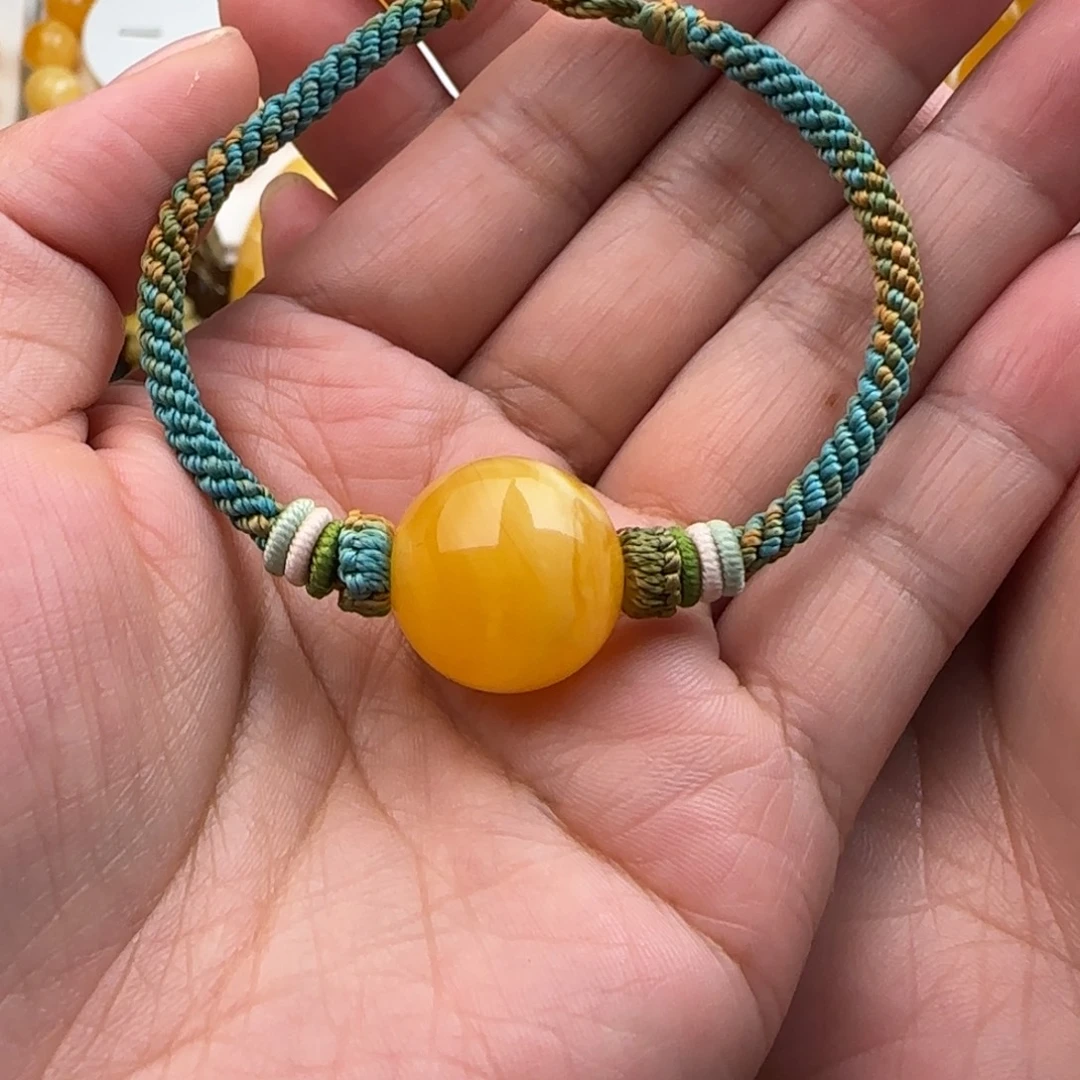 琥珀未镶嵌颈饰焦皮手链