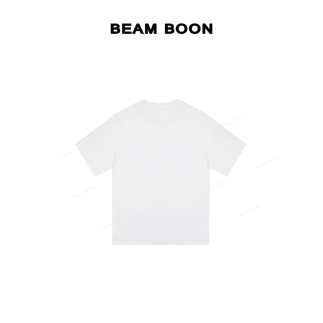 Beam Boon|【老钱T】男士重磅棉感后撞钉设计宽松基础休闲百搭短袖