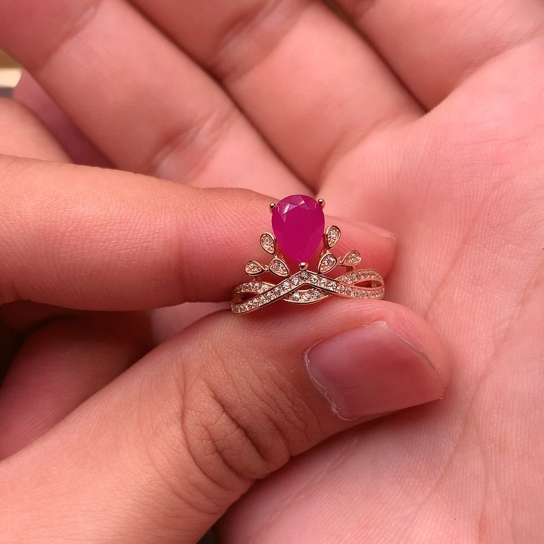 红宝石戒指银S925镶嵌