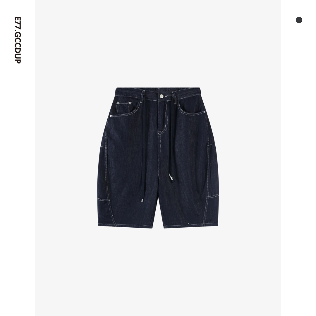 GCCDUPE77夏季复古莱赛尔简约弯刀高级感男装时尚牛仔短裤97026