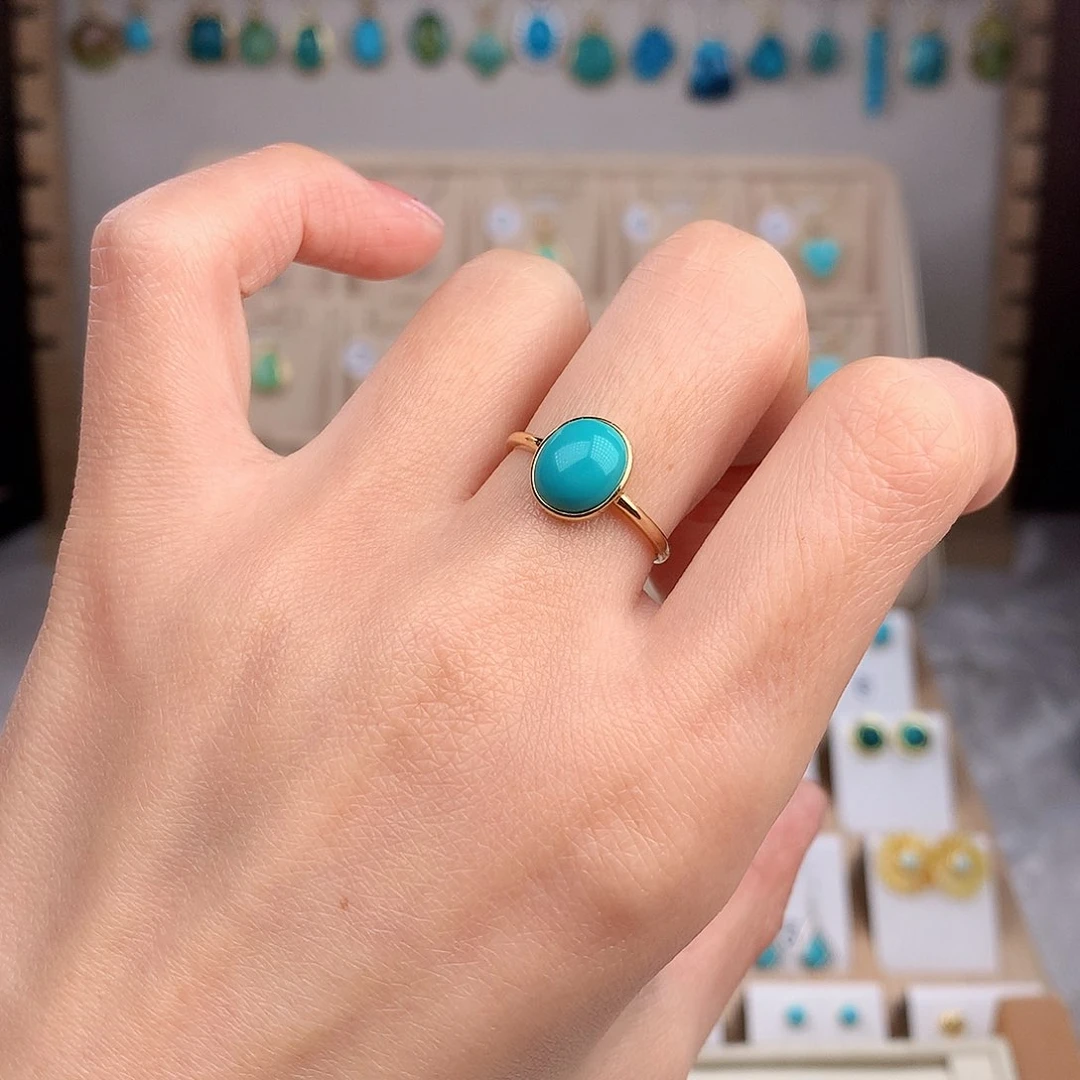 绿松石戒指18K金镶嵌
