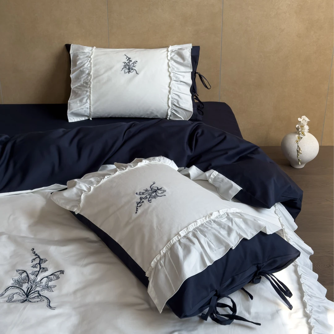 琳琅花絮 四季款纯棉水洗棉刺绣花边款卡通舒适柔软裸睡床品套件