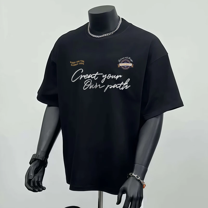 【重磅纯棉】男士休闲简约夏季百搭潮流T恤圆领宽松运动休闲上衣服