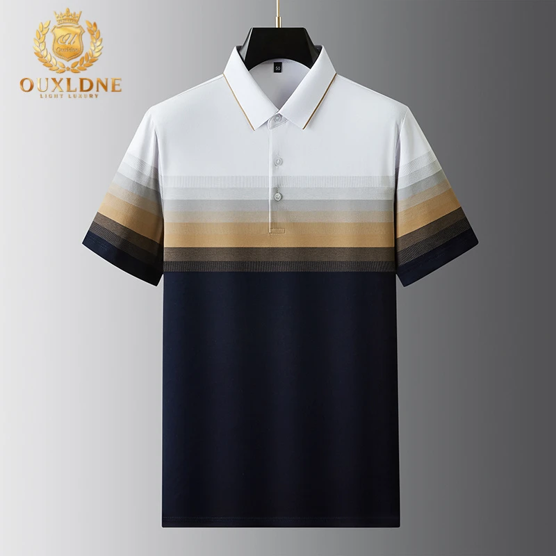 OUXLDNE2025夏季新款男士短袖polo衫潮流时尚翻领休闲半袖t恤上衣