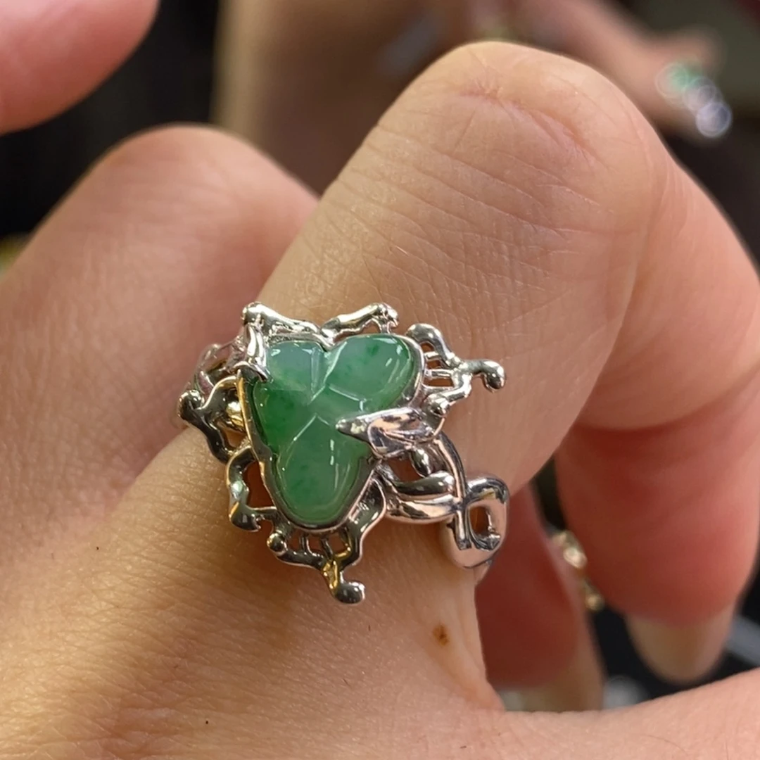 颈饰银S925镶嵌翡翠净货14706