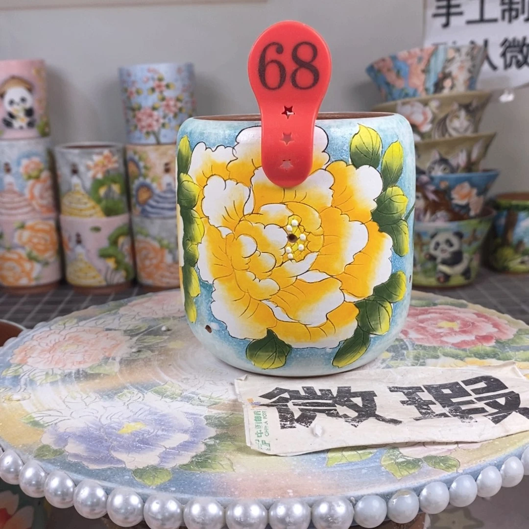 紫砂花盆红陶手绘花盆