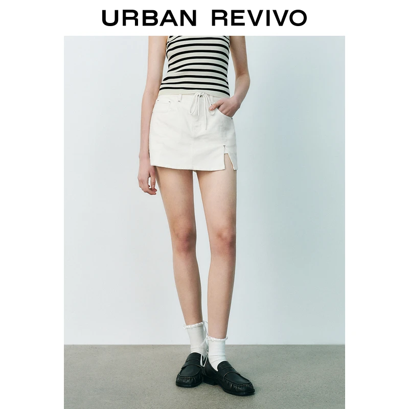 UR2025新款女装欧若风时髦系带裙裤造型牛仔夏日短裤UYU850042