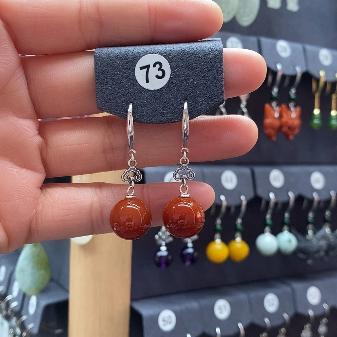 尘***缘玛瑙/玉髓银S925镶嵌耳坠