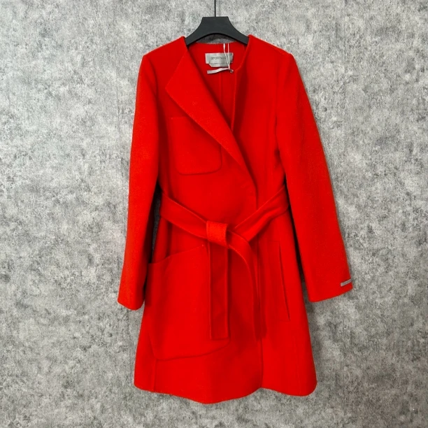 95新 MaxMara 橘红色毛呢大衣外套