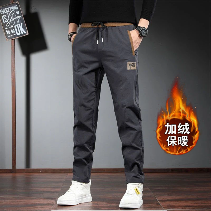 男士运动裤加绒加厚秋冬季宽松休闲裤雪地裤防风外穿保暖直筒长裤