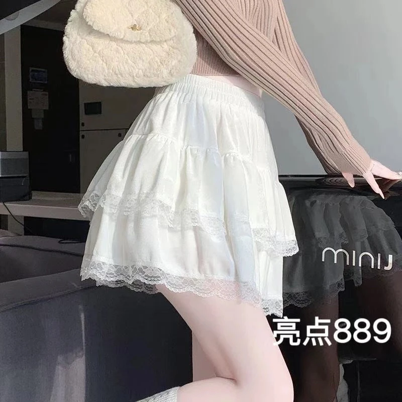 惠惠大码女装蕾丝花边高腰芭蕾风a字蛋糕蓬蓬半身短裙