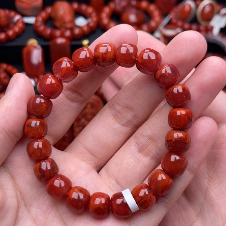 南红玛瑙未镶嵌珠宝奇石单圈10mm