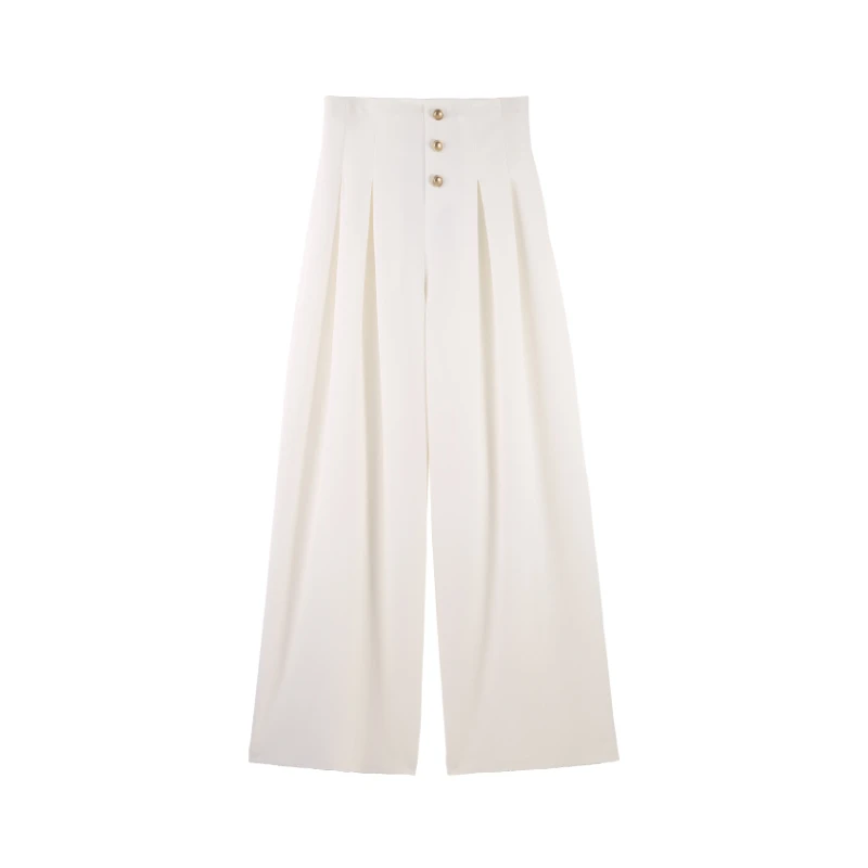 【长腿攻势】2025春季新款不规则扣显瘦阔腿裤HBZC622165 nnassa