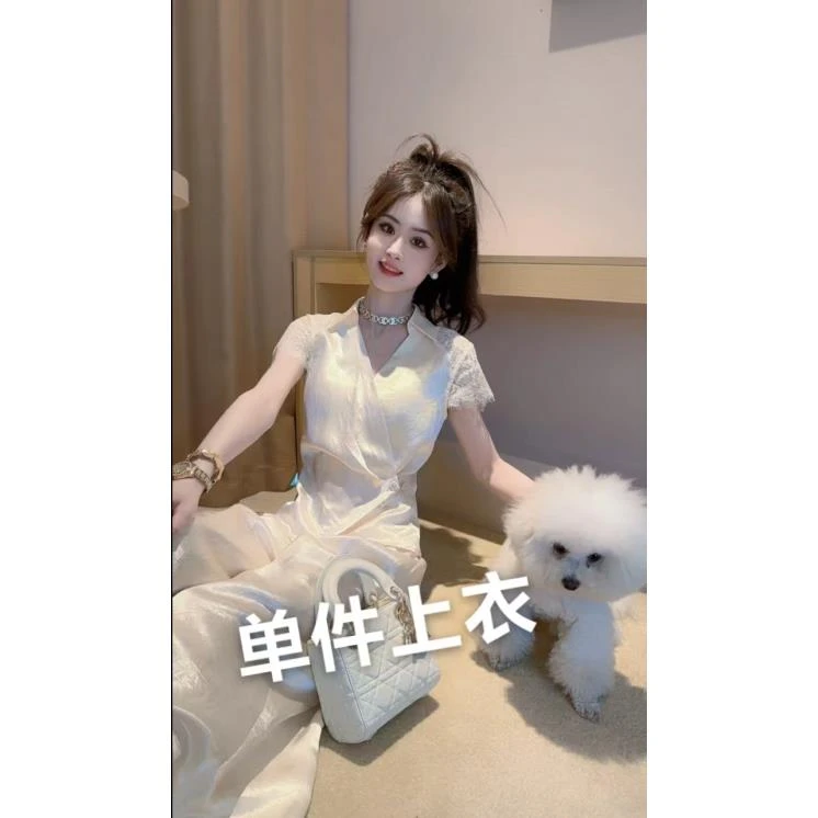 【芳姿】2025夏季冰感T恤领短袖女强人修身洋气大女主时尚T恤