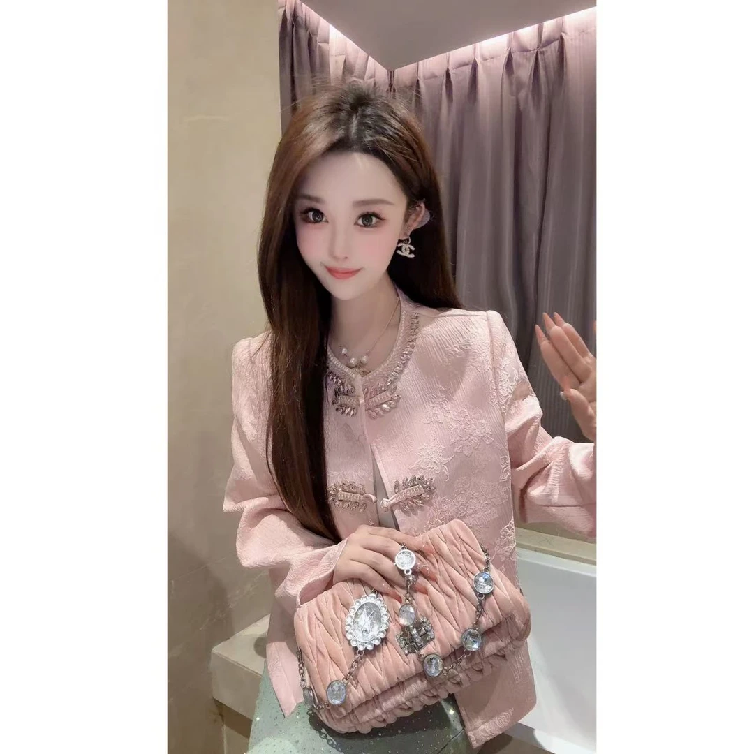 JY&JY橙子大大【千金归来】重工钉珠暗纹印花西装外套上衣 16135