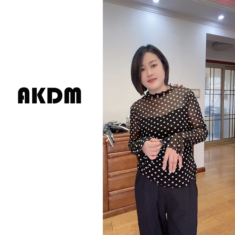 AKDM港风长袖波点T恤显瘦印花上衣873105