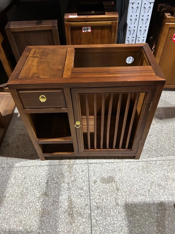 胡桃木门茶水柜：68-35-64茶几边柜储物泡茶桌（新疆西藏不包邮
