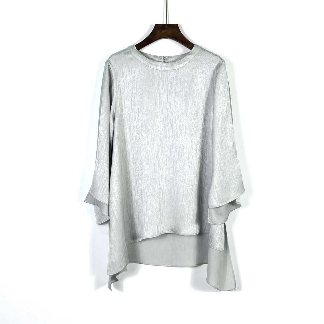 朱总原创设计天孙浣月中长款圆领上衣女士2025时尚打底衫XZS047X