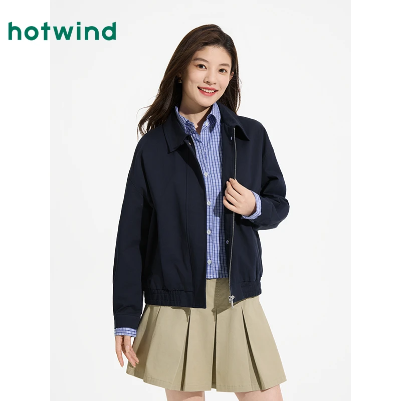 热风2025年春季新款女士翻领拉链外套F07W25112