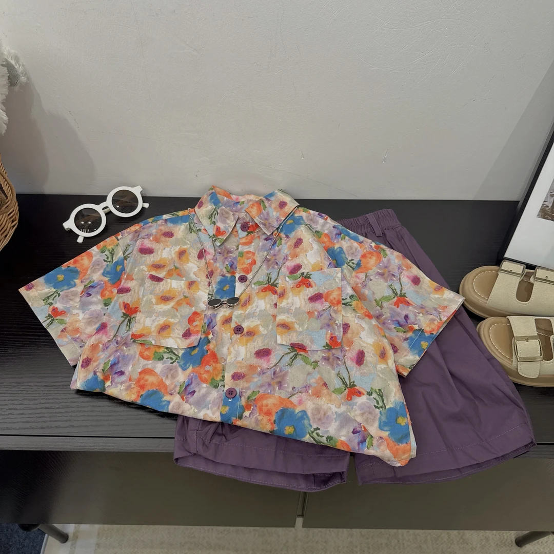 男童套装衬衫2025新款儿童夏季短袖宝宝休闲宽松夏款两件套潮