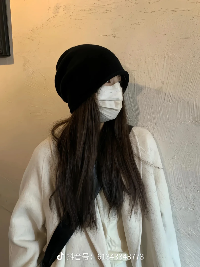 氛围冷帽黑色针织百搭帽子网红复古保暖日系韩版秋冬冬季