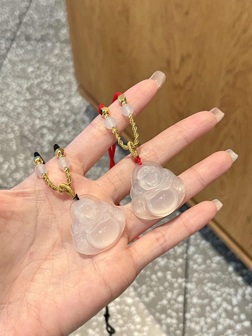 「弥勒佛」天然大肚佛玉髓玛瑙项链玉髓弥勒佛吊坠笑佛小挂件