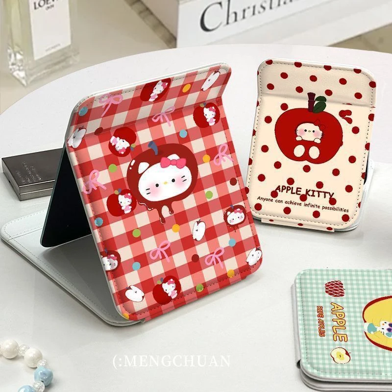 可爱凯蒂立式镜子高清学生宿舍化妆镜加厚梳妆镜大小便携可折叠