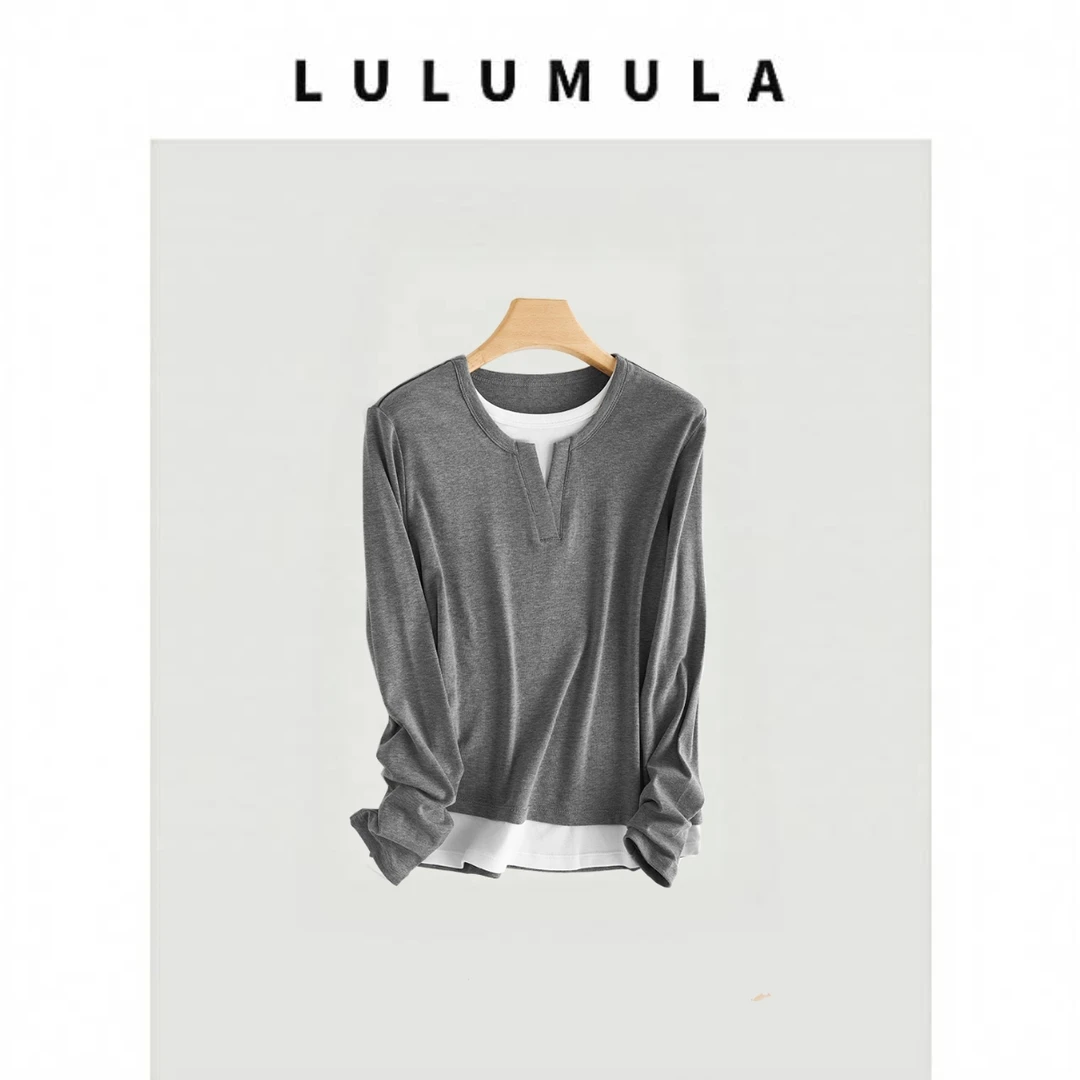 Lulu mula 【落针小蛮腰】秋冬新款假两件打底衫  AG63-SY225