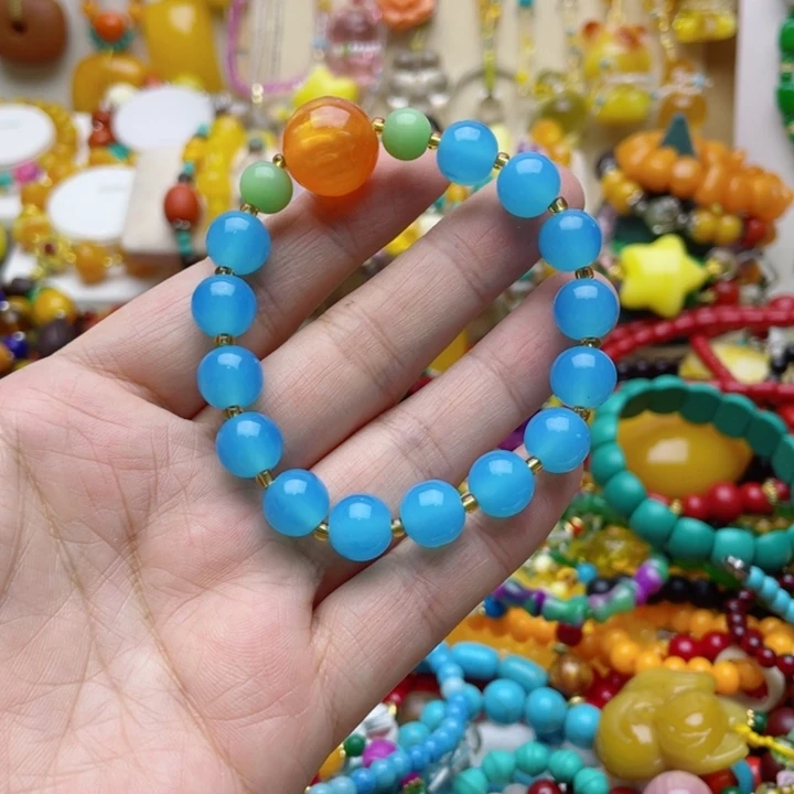 1号蓝色设计圆珠手串