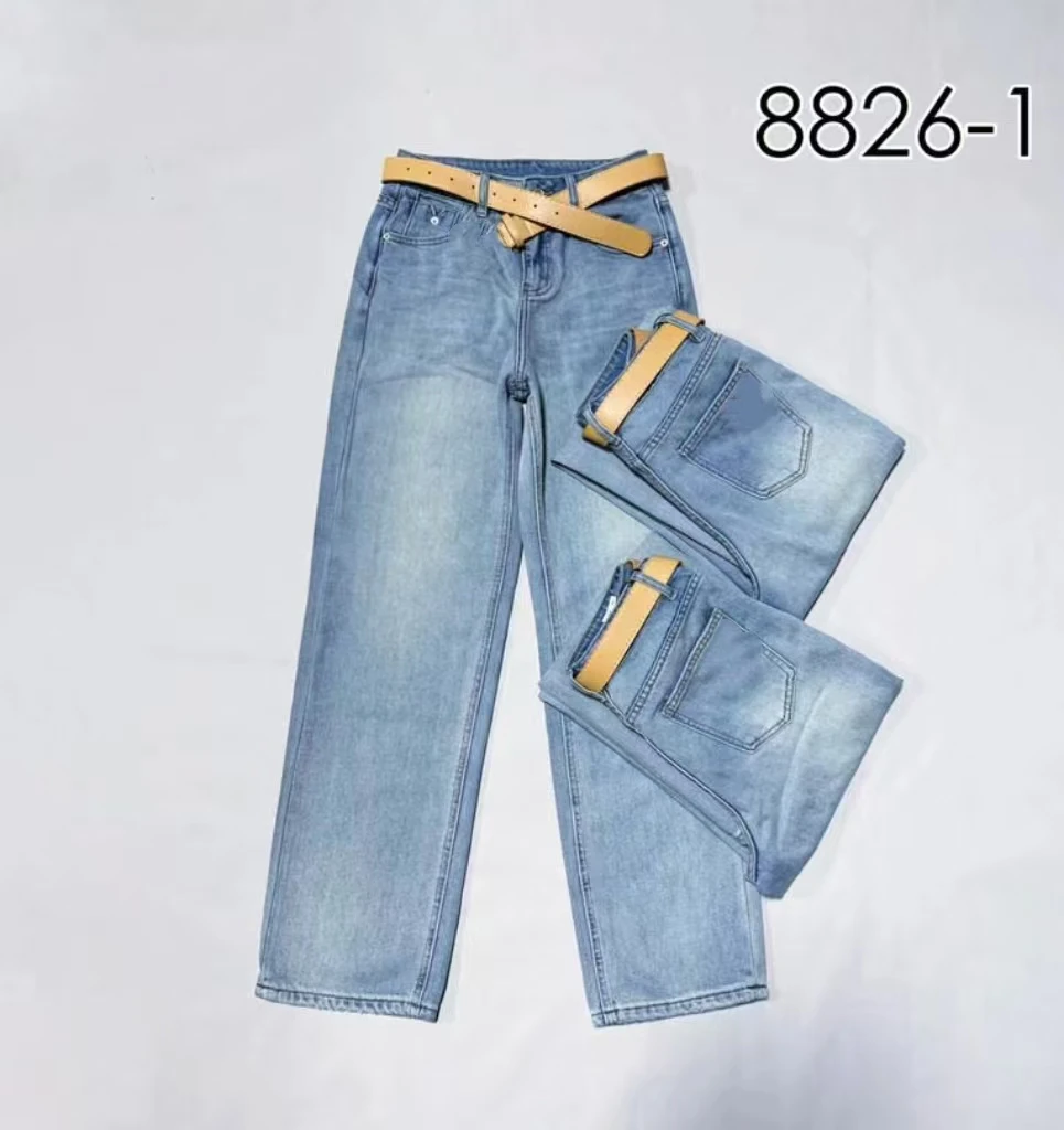 【锦衣服饰】8826-1百搭高腰浅蓝色窄版直筒裤