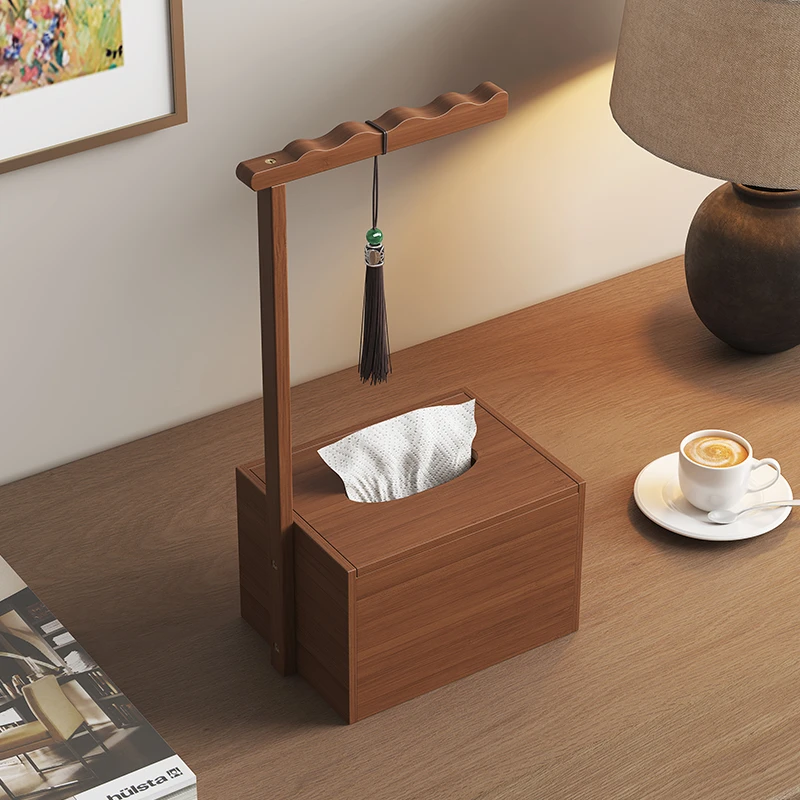 新中式纸巾盒家用客厅茶几禅意复古茶室木轻奢高档酒店民宿抽纸盒