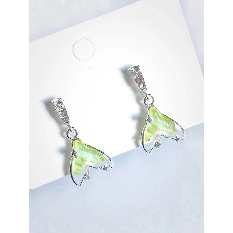 铜合金耳饰 铜合金亚克力耳饰 【73号】超仙气质高级轻奢极光鱼尾吊