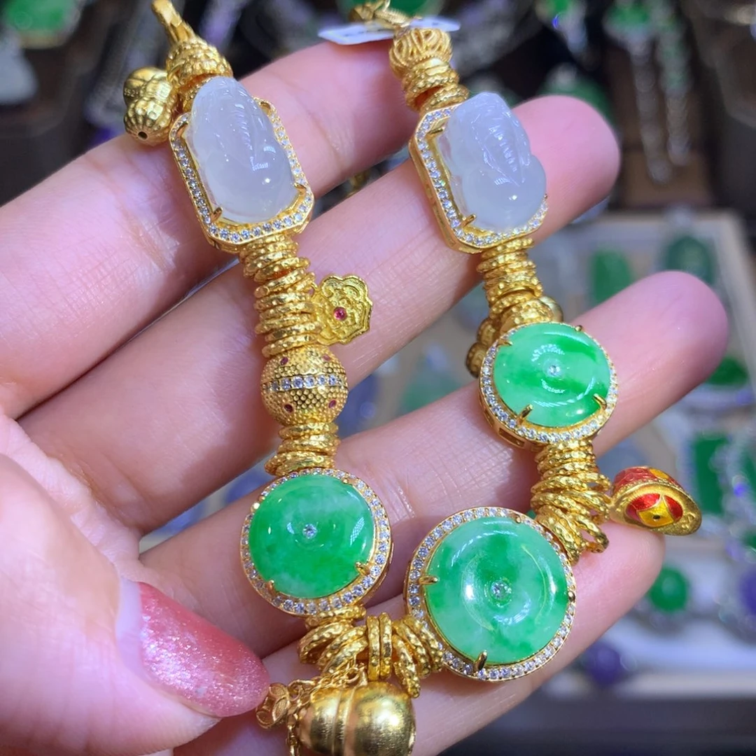 翡翠挂件银S925镶嵌翡翠