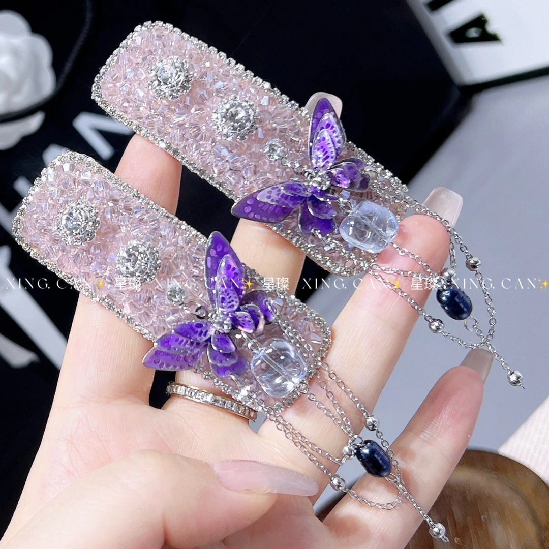 水晶蝴蝶BB夹轻奢高级感复古发夹2025新款爆款小众设计感发饰女